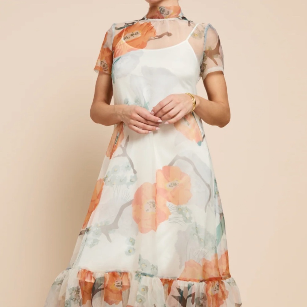 STAUD Orange Poppy Dress